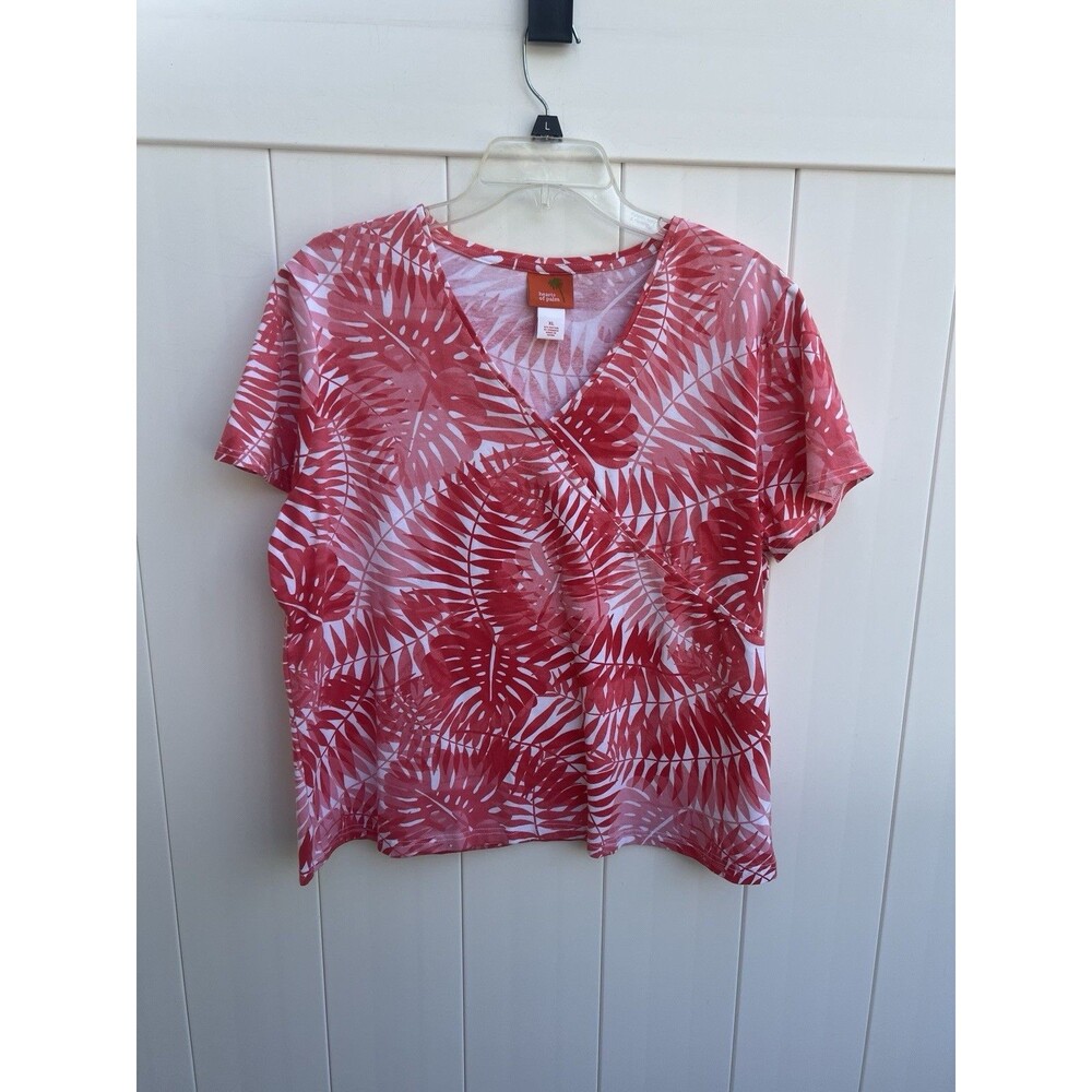 Hearts of Palm Pink Floral Top Short Sleeve Sz XL Cotton Blend